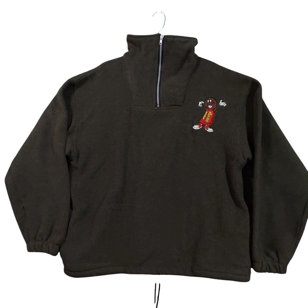 Earth Ragz Fleece Pullover Unisex Large Brown Reese's Mascot Quarter Zip